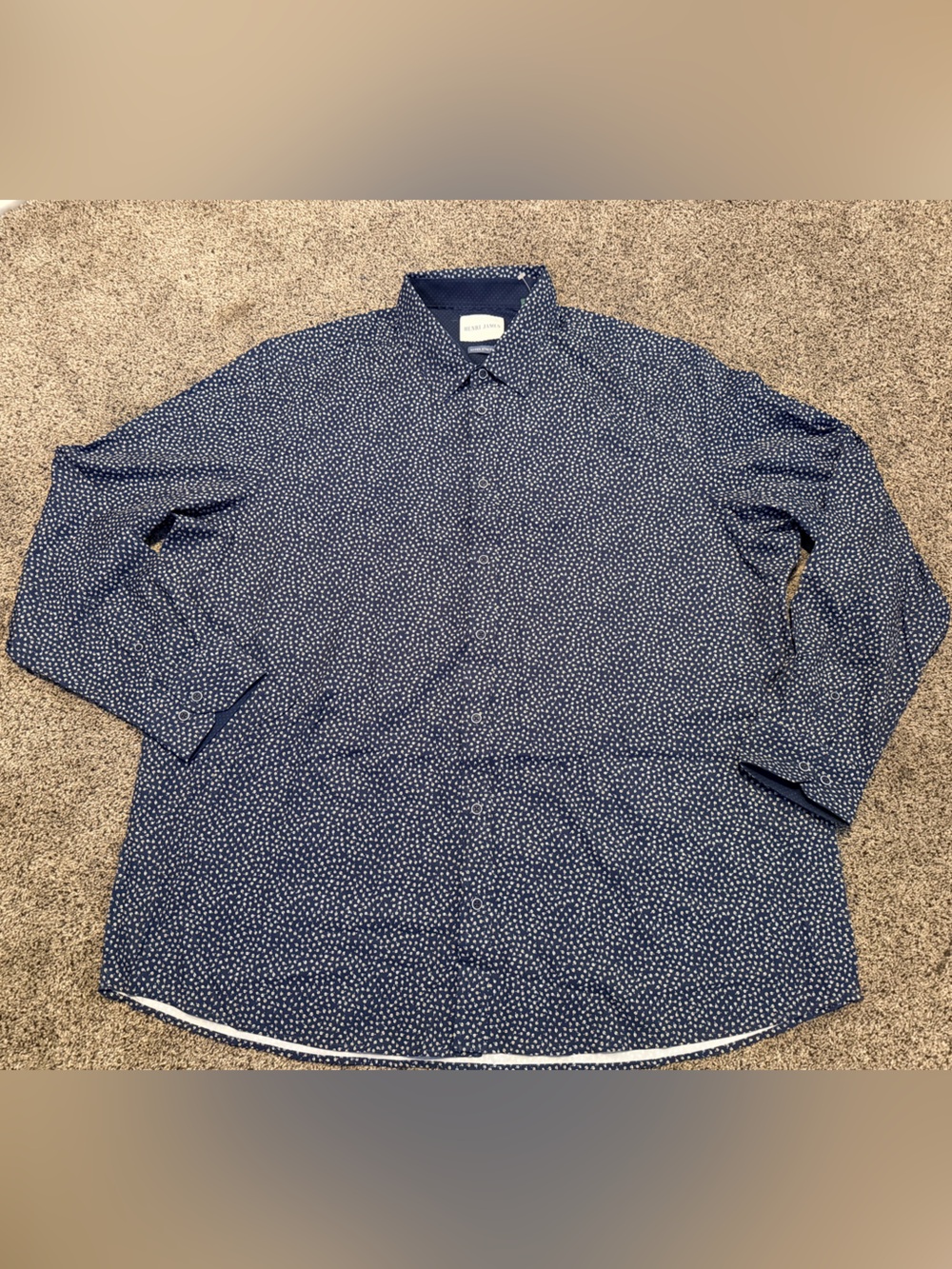 Men's Navy Blue Micro Dot Button-Down Shirt